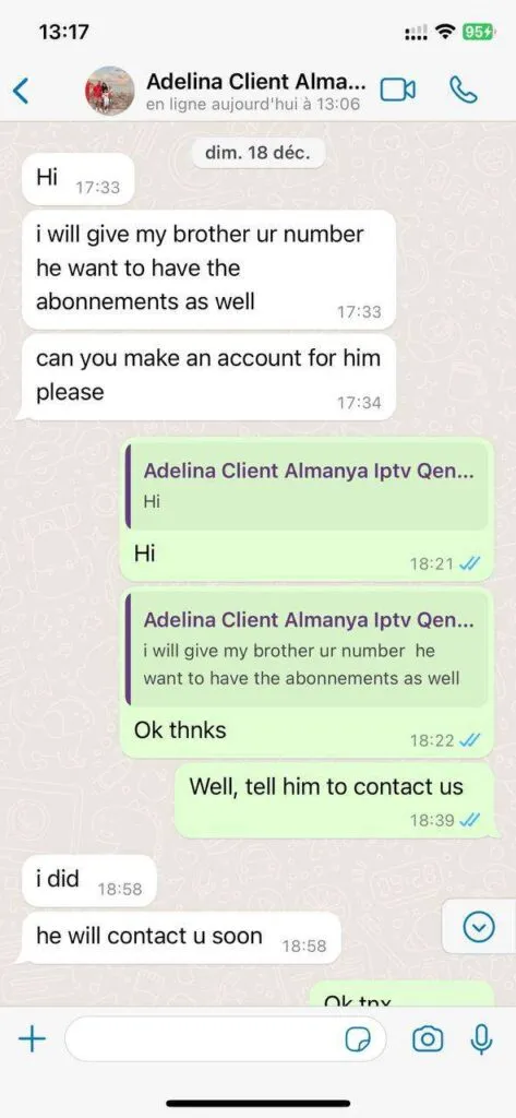IPTV Lux support conversation example 5